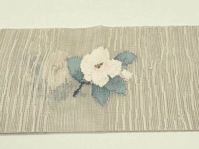 平和屋着物＊夏物　八寸名古屋帯　すくい織　枝花文　金糸　正絹　逸品　CABJ1603rv