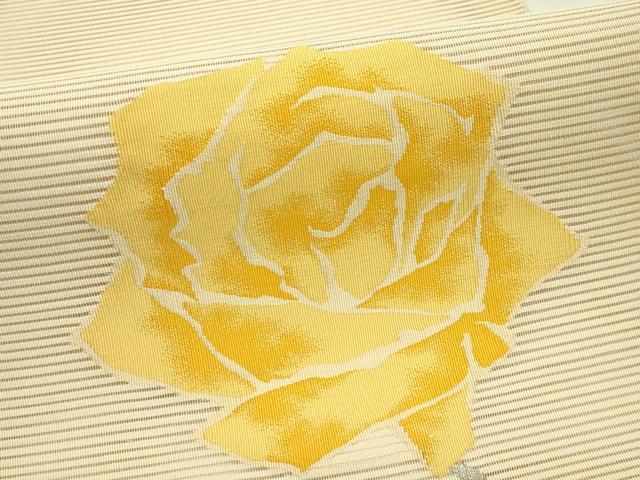 平和屋着物＊夏物　八寸名古屋帯　絽綴れ　薔薇　銀糸　正絹　逸品　未使用　CABJ1605rv