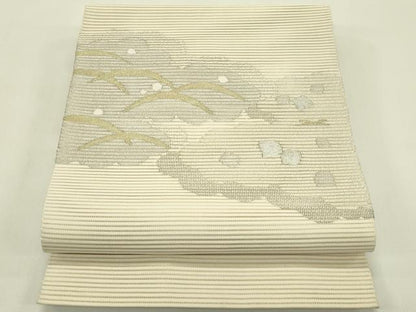 平和屋着物＊夏物　八寸名古屋帯　絽綴れ　雲重ね露芝文　金銀糸　三越扱い　正絹　逸品　CABJ1608rv