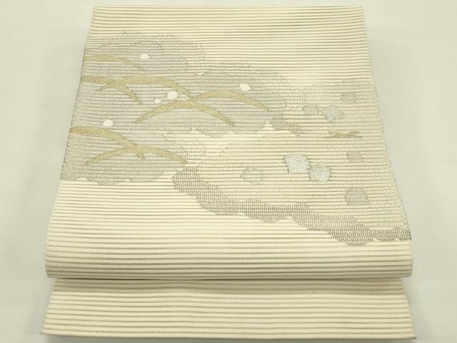 平和屋着物＊夏物　八寸名古屋帯　絽綴れ　雲重ね露芝文　金銀糸　三越扱い　正絹　逸品　CABJ1608rv