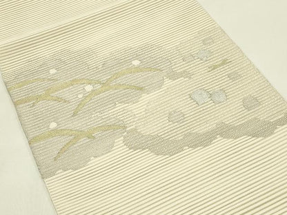 平和屋着物＊夏物　八寸名古屋帯　絽綴れ　雲重ね露芝文　金銀糸　三越扱い　正絹　逸品　CABJ1608rv