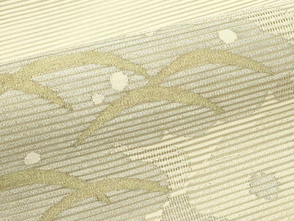 平和屋着物＊夏物　八寸名古屋帯　絽綴れ　雲重ね露芝文　金銀糸　三越扱い　正絹　逸品　CABJ1608rv
