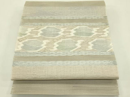 平和屋着物＊夏物　八寸名古屋帯　絽綴れ　横段文　金糸　正絹　逸品　CABJ1609rv
