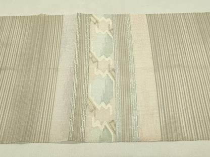 平和屋着物＊夏物　八寸名古屋帯　絽綴れ　横段文　金糸　正絹　逸品　CABJ1609rv