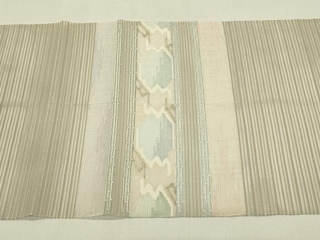 平和屋着物＊夏物　八寸名古屋帯　絽綴れ　横段文　金糸　正絹　逸品　CABJ1609rv
