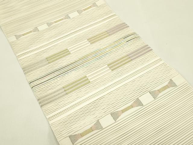 平和屋着物＊夏物　八寸名古屋帯　絽綴れ　横段文　金銀糸　正絹　逸品　CABJ1610rv