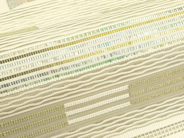 平和屋着物＊夏物　八寸名古屋帯　絽綴れ　横段文　金銀糸　正絹　逸品　CABJ1610rv