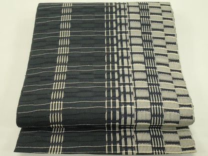 平和屋着物＊夏物　八寸名古屋帯　めがね織　間道　正絹　逸品　CABJ1613rv