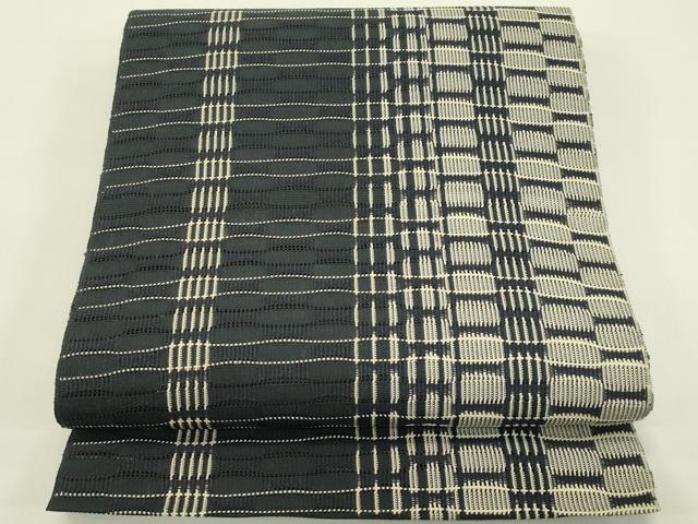 平和屋着物＊夏物　八寸名古屋帯　めがね織　間道　正絹　逸品　CABJ1613rv