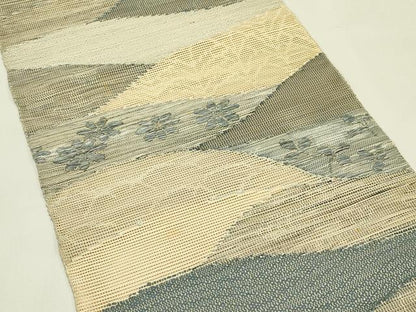 平和屋着物＊夏物　八寸名古屋帯　草花霞文　正絹　逸品　CABJ1616rv