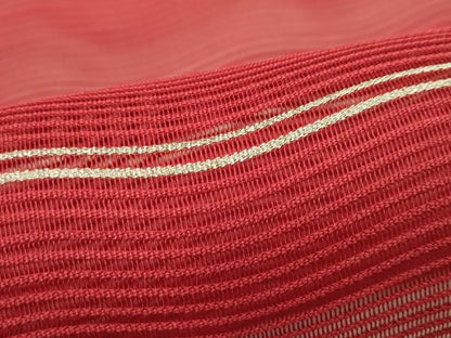平和屋着物＊夏物　八寸名古屋帯　絽綴れ　よろけ縞　銀糸　帯反物　正絹　逸品　CABJ1621rv