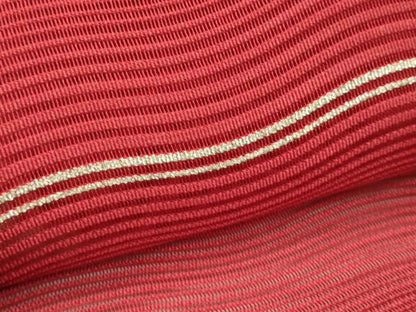 平和屋着物＊夏物　八寸名古屋帯　絽綴れ　よろけ縞　銀糸　帯反物　正絹　逸品　CABJ1621rv