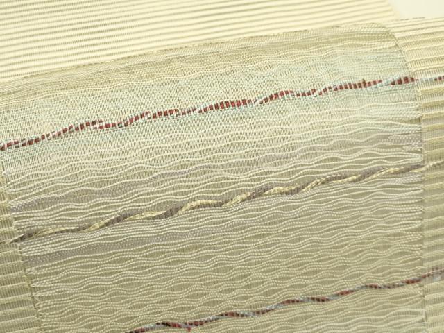 平和屋着物＊夏物　八寸名古屋帯　絽綴れ　横段文　正絹　逸品　CABJ1622rv