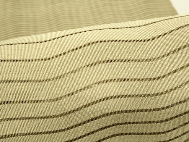 平和屋着物＊夏物　八寸名古屋帯　絽綴れ　よろけ縞　木蘭色　正絹　逸品　CABJ1623rv