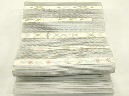 平和屋着物＊夏物　八寸名古屋帯　絽綴れ　横段文　丸栄謹製　正絹　逸品　CABJ1625rv