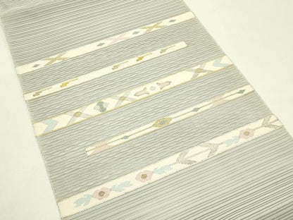 平和屋着物＊夏物　八寸名古屋帯　絽綴れ　横段文　丸栄謹製　正絹　逸品　CABJ1625rv
