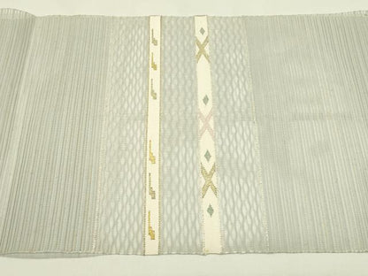 平和屋着物＊夏物　八寸名古屋帯　絽綴れ　横段文　丸栄謹製　正絹　逸品　CABJ1625rv