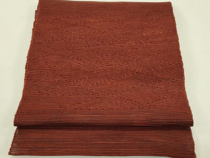 平和屋着物＊夏物　八寸名古屋帯　立波文　正絹　逸品　CABJ1627rv