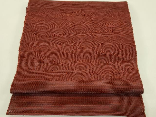 平和屋着物＊夏物　八寸名古屋帯　立波文　正絹　逸品　CABJ1627rv