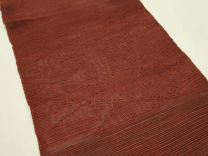 平和屋着物＊夏物　八寸名古屋帯　立波文　正絹　逸品　CABJ1627rv