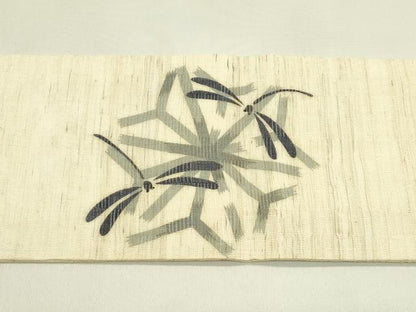 平和屋着物＊夏物　九寸名古屋帯　トンボ　麻の葉文様　麻　逸品　CABJ1632rv