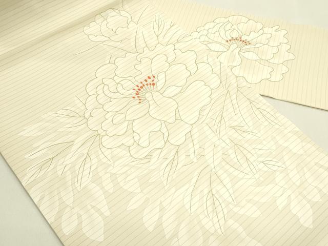平和屋着物＊夏物　絽塩瀬　九寸名古屋帯　刺繍　牡丹　金彩　正絹　逸品　未使用　CABJ1635rv