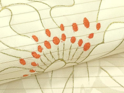 平和屋着物＊夏物　絽塩瀬　九寸名古屋帯　刺繍　牡丹　金彩　正絹　逸品　未使用　CABJ1635rv