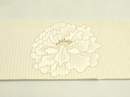 平和屋着物＊夏物　絽塩瀬　九寸名古屋帯　刺繍　牡丹　金彩　正絹　逸品　未使用　CABJ1635rv