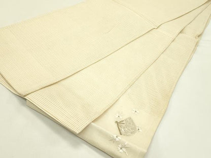 平和屋着物＊夏物　太鼓柄袋帯　総刺繍　絽綴れ　扇面草花文　金糸　正絹　逸品　CABJ1639rv