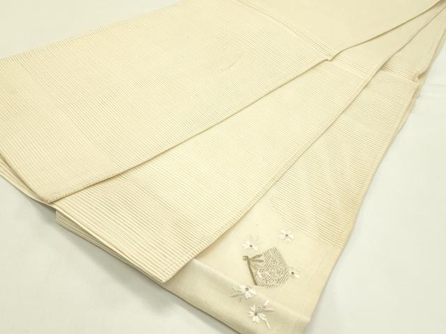 平和屋着物＊夏物　太鼓柄袋帯　総刺繍　絽綴れ　扇面草花文　金糸　正絹　逸品　CABJ1639rv