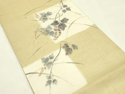 平和屋着物＊夏物　太鼓柄袋帯　草花文　金銀彩　やまと誂製　正絹　逸品　CABJ1640rv