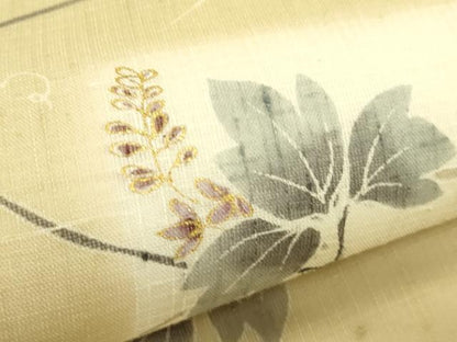 平和屋着物＊夏物　太鼓柄袋帯　草花文　金銀彩　やまと誂製　正絹　逸品　CABJ1640rv