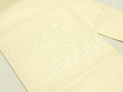 平和屋着物＊夏物　九寸名古屋帯　総刺繍　花唐草文　正絹　逸品　CABJ1642rv