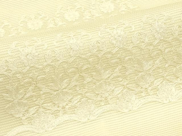平和屋着物＊夏物　九寸名古屋帯　総刺繍　花唐草文　正絹　逸品　CABJ1642rv