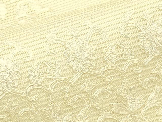 平和屋着物＊夏物　九寸名古屋帯　総刺繍　花唐草文　正絹　逸品　CABJ1642rv
