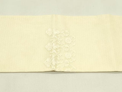 平和屋着物＊夏物　九寸名古屋帯　総刺繍　花唐草文　正絹　逸品　CABJ1642rv