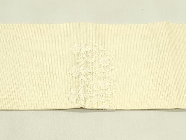 平和屋着物＊夏物　九寸名古屋帯　総刺繍　花唐草文　正絹　逸品　CABJ1642rv