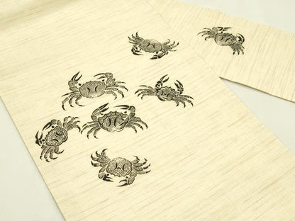 平和屋着物＊夏物　九寸名古屋帯　蟹　麻　逸品　CABJ1644rv