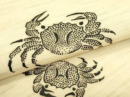 平和屋着物＊夏物　九寸名古屋帯　蟹　麻　逸品　CABJ1644rv