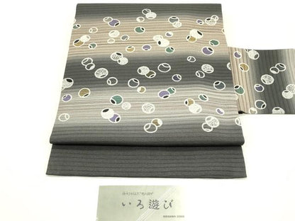 平和屋着物＊夏物　九寸名古屋帯　いろ遊び　毬　証紙付き　正絹　逸品　未使用　CABJ1645rv