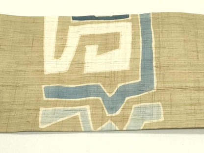 平和屋着物＊夏物　九寸名古屋帯　幾何学文様　麻　逸品　CABJ1650rv