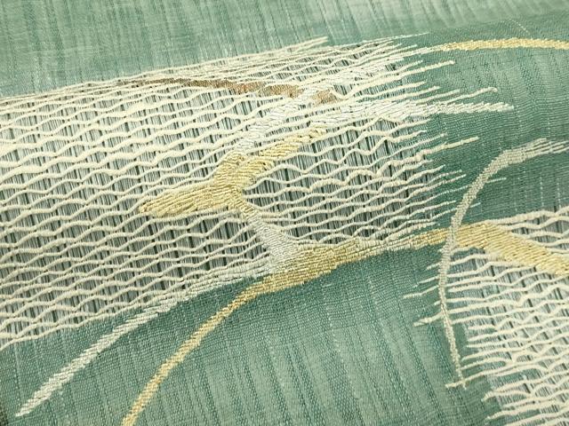 平和屋着物＊夏物　西陣　老舗　渡文謹製　手織　すくひ　両面　太鼓柄袋帯　波衣　鹿　金銀糸　正絹　逸品　CABJ1651rv
