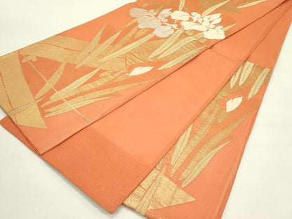 平和屋着物＊夏物　六通柄袋帯　杜若　金銀糸　正絹　逸品　CABJ1656rv