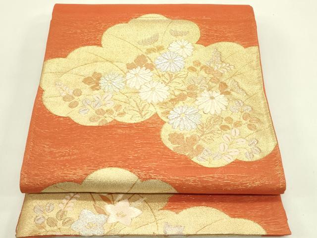 平和屋着物＊夏物　六通柄袋帯　唐織　雲取り秋草文　金銀糸　正絹　逸品　CABJ1659rv