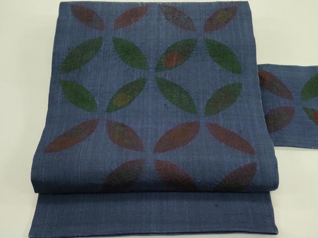平和屋着物＊夏物　九寸名古屋帯　絞り　七宝文　正絹　逸品　CABJ1662rv