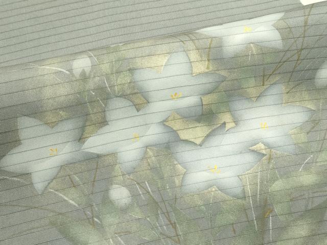 平和屋着物＊夏物　絽塩瀬　九寸名古屋帯　桔梗　金銀彩　正絹　逸品　CABJ1663rv