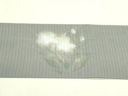 平和屋着物＊夏物　絽塩瀬　九寸名古屋帯　桔梗　金銀彩　正絹　逸品　CABJ1663rv