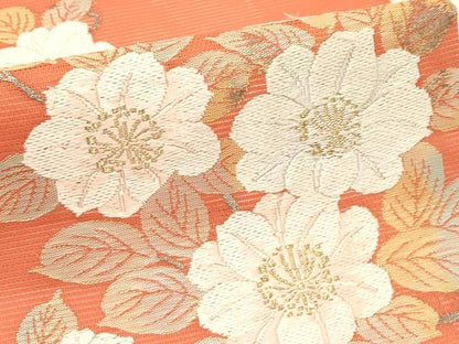 平和屋着物＊夏物　九寸名古屋帯　唐織　枝花文　金銀糸　正絹　逸品　CABJ1664rv