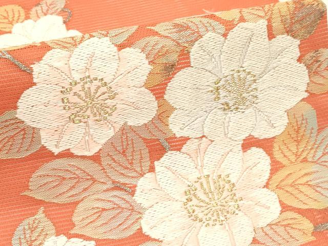 平和屋着物＊夏物　九寸名古屋帯　唐織　枝花文　金銀糸　正絹　逸品　CABJ1664rv