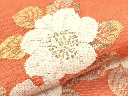 平和屋着物＊夏物　九寸名古屋帯　唐織　枝花文　金銀糸　正絹　逸品　CABJ1664rv